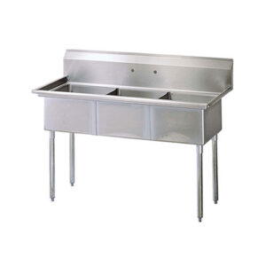 Thorinox TTS-2424-0 24″ x 24″ x 14″ Corner Drain Three Compartment Sink With No Drain Board